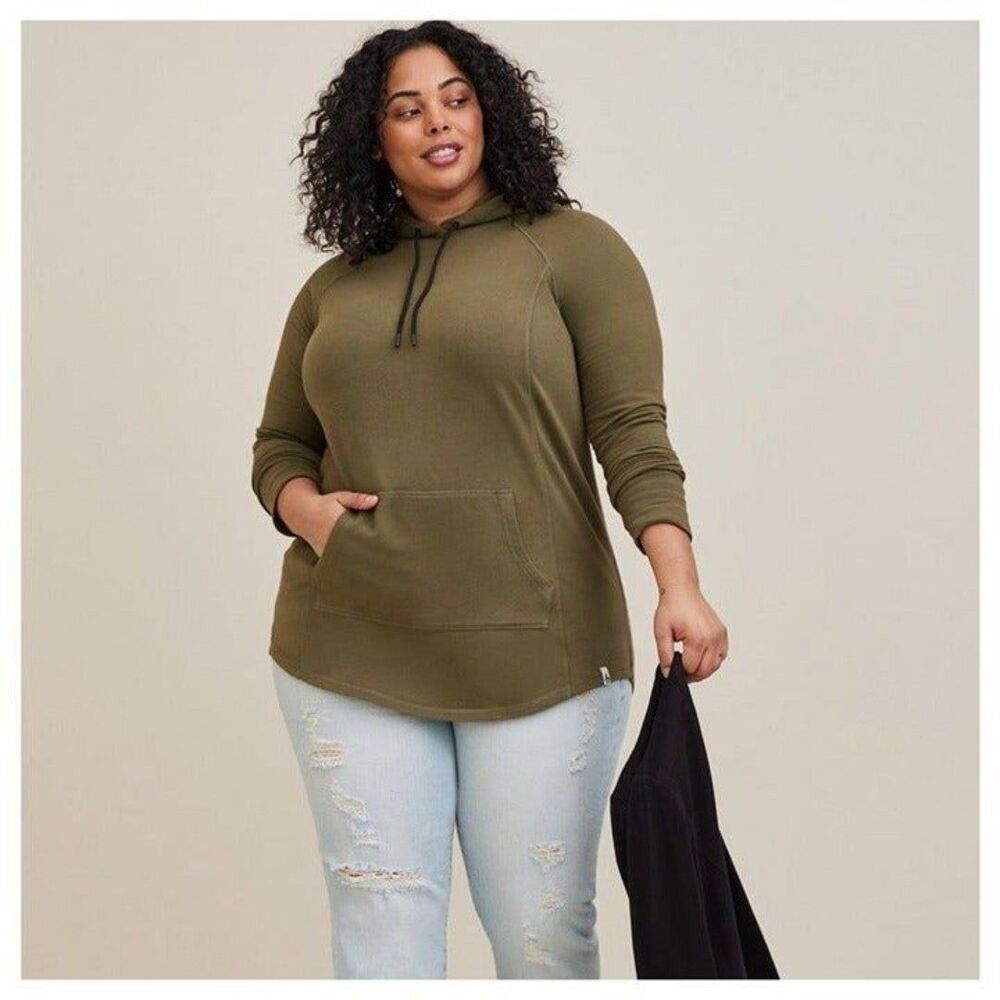Torrid Everyday Fleece Tunic Long Sleeve Active Hooded Sweatshirt